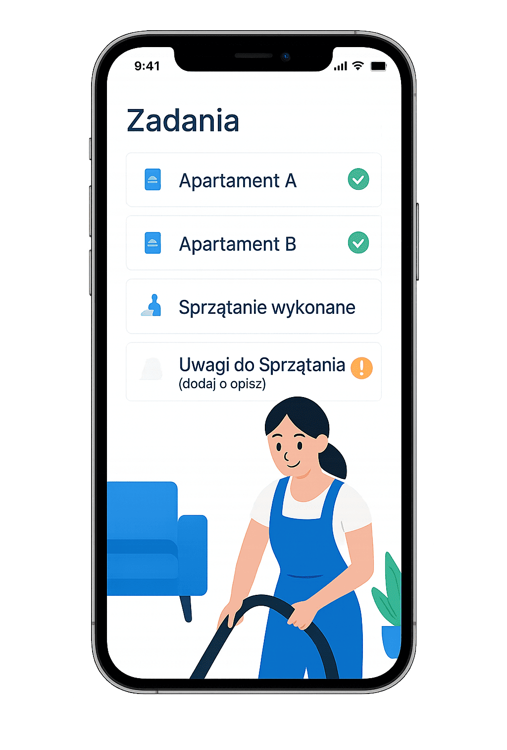 Podgląd aplikacji Claro Clean na telefonie